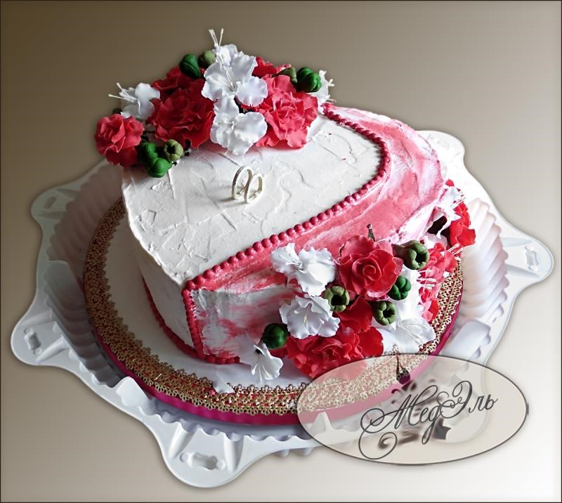 Торт одноярусный свадебный - заказать по цене 6000 руб. за 3кг с доставкой  в Мурманске