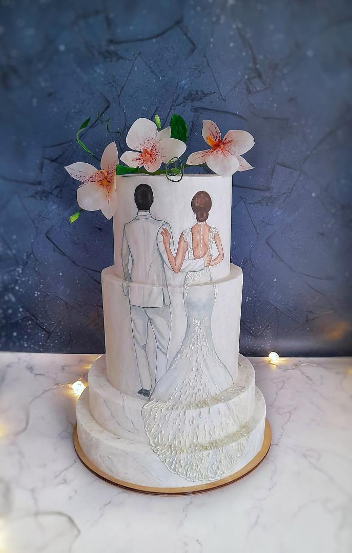 Свадебный расписной торт