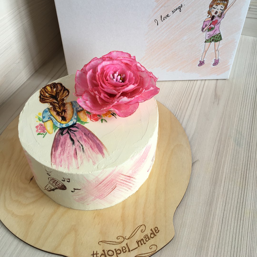 Торт с рисунком по крему «Девушка»