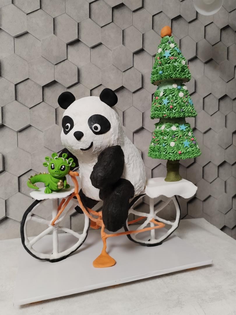 Панда на велосипеде