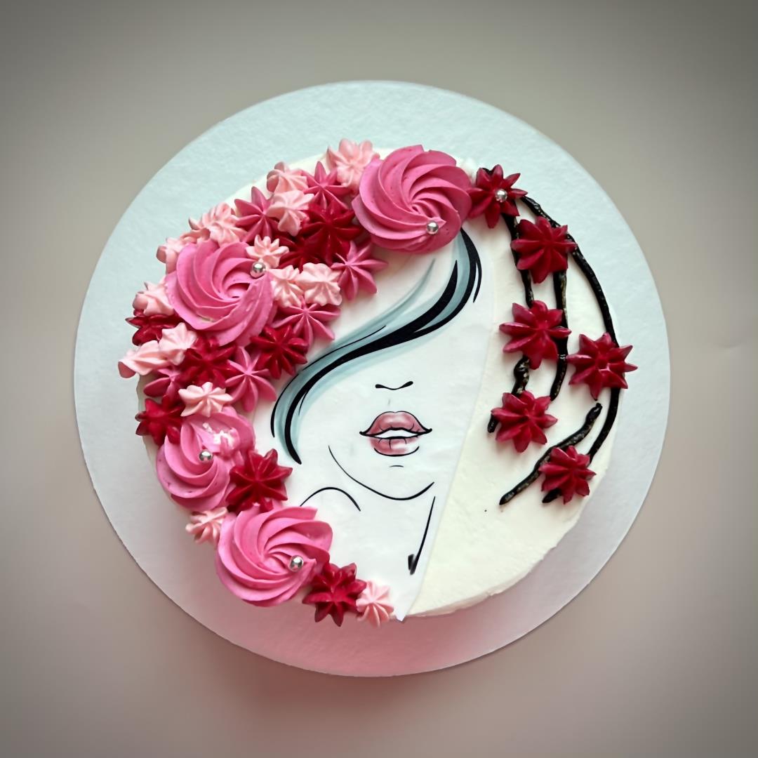 Торт "Девушка в цветах"