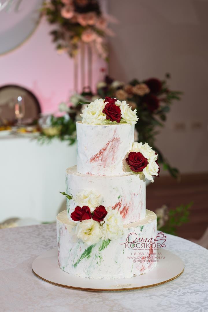 свадебный торт с мраморным покрытием